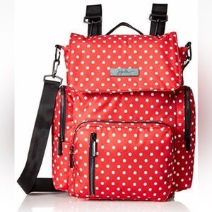 JuJuBe Legacy Collection Be Sporty Diaper Bag Backpack Polka Dot Red/White New